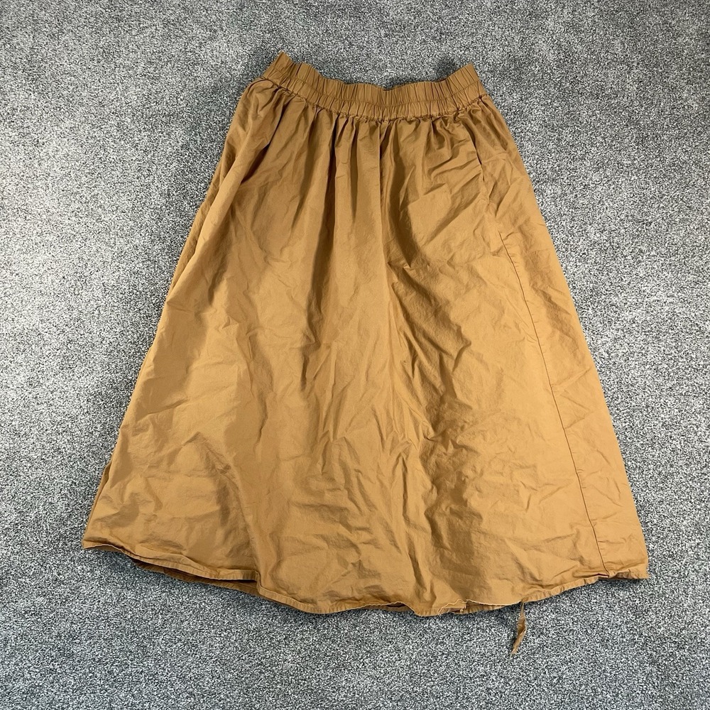 A New Day Womens Medium Brown Tan Midi Skirt Elastic Waist Casual Boho